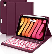 Cousper for iPad mini 7 Keyboard Case A17 Pro/Mini 6 Gen Case w/ Keyboard, Wine