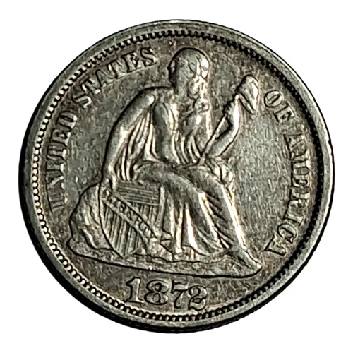 1872 Seated Liberty Dime VF/XF Silver 10C Philadelphia Issue #931