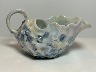 EARLY ROYAL BAYREUTH CREAMER MILK PITCHER JUG SEASHELL LUSTER BLUE MARK 2.75"
