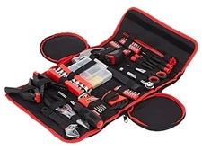 86-Piece Household Hand Tool Set with Roll-Up Bag – Tool Kit with Red