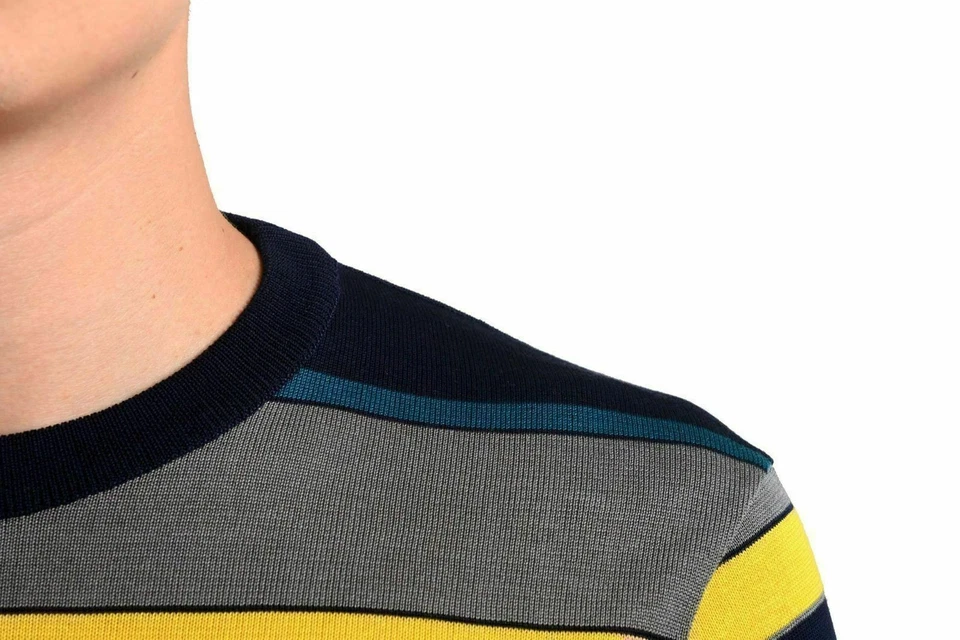 Jil Sander мужской в полоску Crewneck многоцветный свет свитер США S IT 48 - Изображение 4 из 4