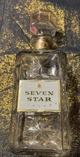 Seven Star Glass Decanter, Cork Stopper, Empty.