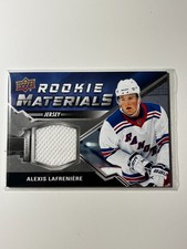 Alexis Lafreniere 2020-21 Upper Deck Rookie Materials Jersey RC Card #RM-AL. rookie card picture