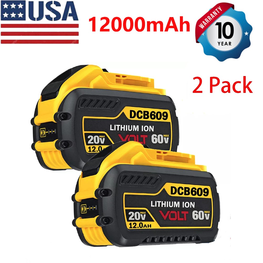 2PCS 12Ah DCB609 For DEWALT DCB207-2 20V/60V MAX FLEXVOLT - Main Image