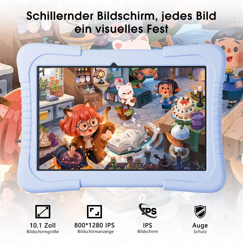 SGIN Kinder Tablet 10,1 Zoll Android 12 2GB RAM 64GB ROM Bluetooth Dual Kamera - Bild 4 von 4