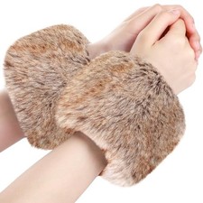 Faux Fur Short Wrist Cuff Winter Fuzzy Wrist Cuff Warmers for Women Fur Color