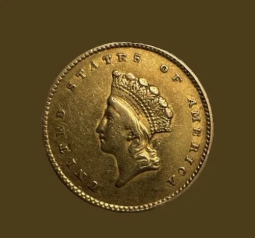 Photo of a 1855-P Gold Dollar from an eBay listing that sold on Jul 9, 2026