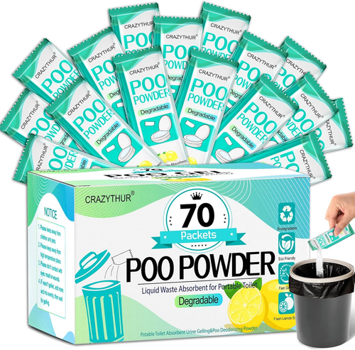 30 Sachets Poo Gel Pour Toilettes De Camping - Poudre Citron Super Absorbante