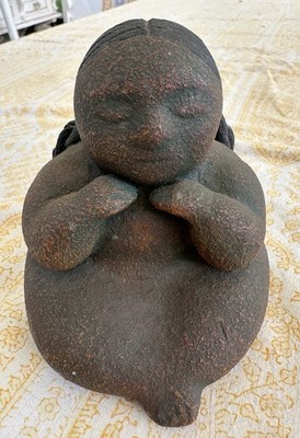Native American P Salas Ceramic Sculpture Southwestern  The Thinker  5  1970 s