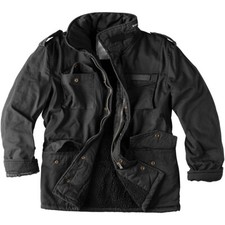 Surplus Army Paratrooper Mens Winter Field Jacket Military M65 Coat Black Washed