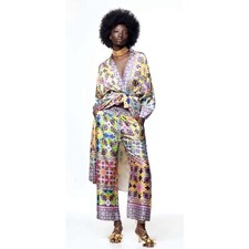 ZARA Bloggers Favorite Abstract Multicolored Open Front Belted Kimono Size M NEW