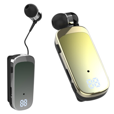 Retractable Bluetooth Headphones Collar Clip Headsets Wireless