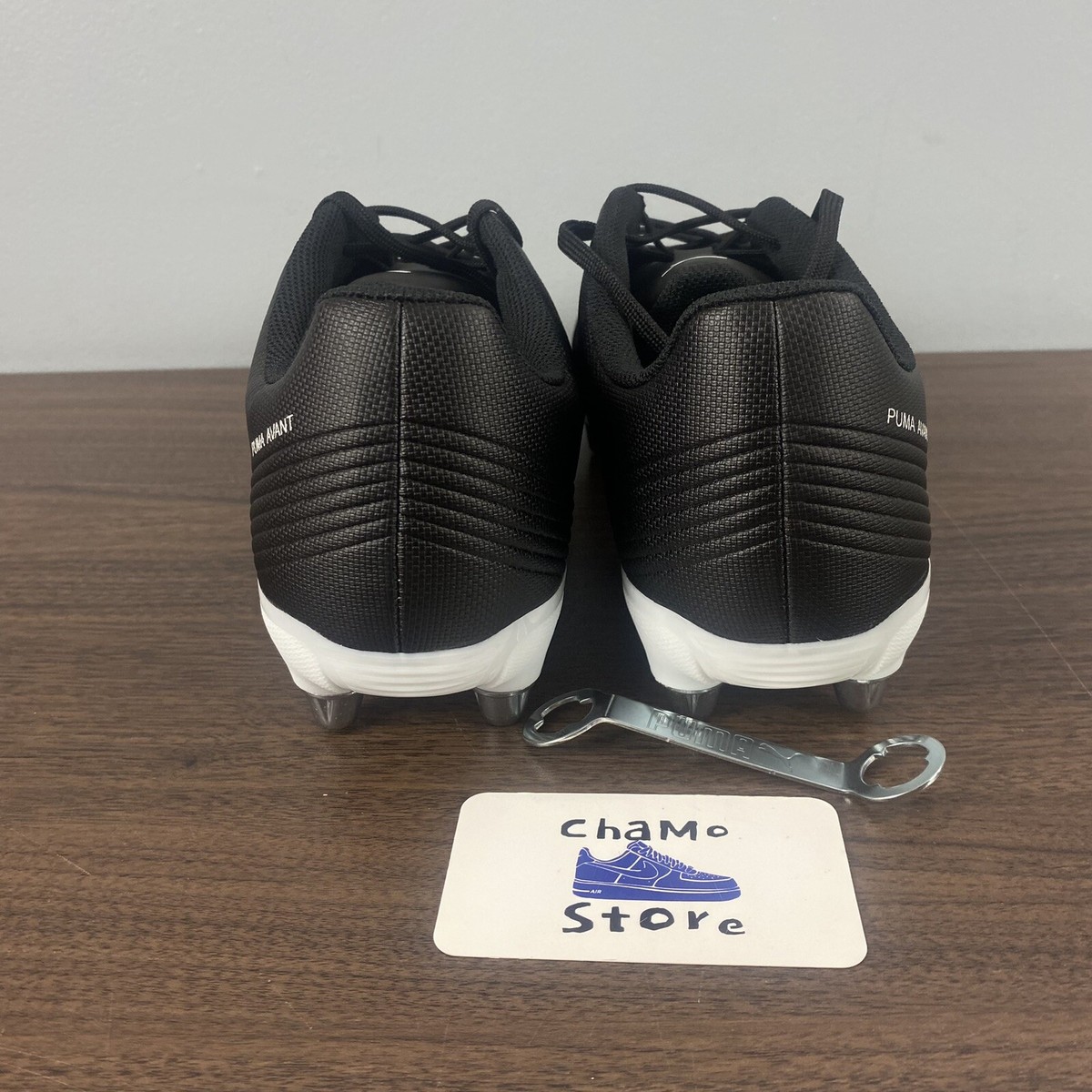 PUMA Avant Black White Faux Leather Studs Rugby Boots Shoes  display picture 2