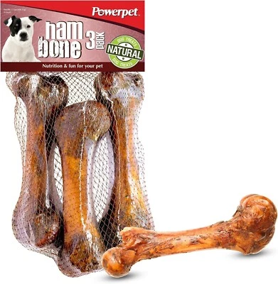 Powerpet- All Natural Ham Bone Dog Chew Treat-USDA & FDA Approved, BRC