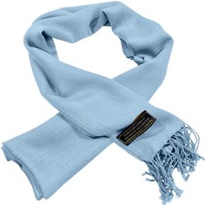 CJ Apparel Baby Blue Men's Solid Colour Design Nepalese Scarf Seconds Scarves