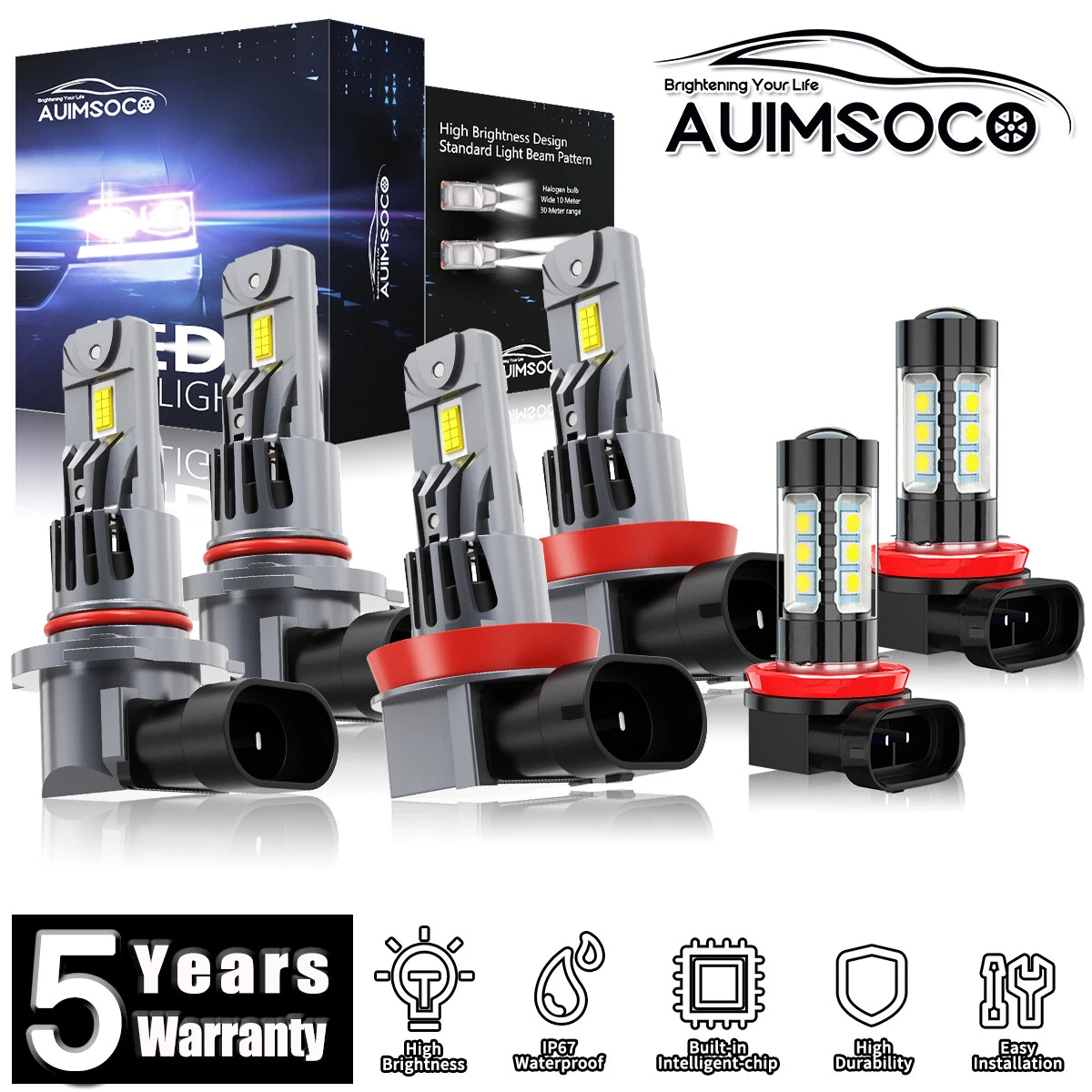 Kit De 6 Bombillas LED Para Toyota Highlander 2014-2019 - Altas, Bajas Y Antiniebla - CHUSYYRAY
