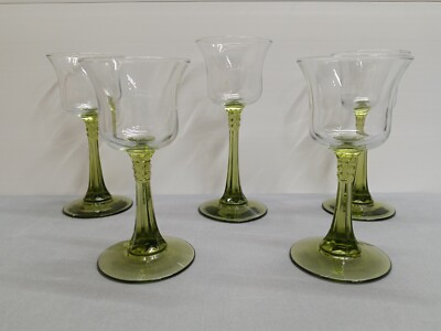 Vintage PartyLite Radiant Glow Green Stemmed Candle Tealight Holders Set of 5