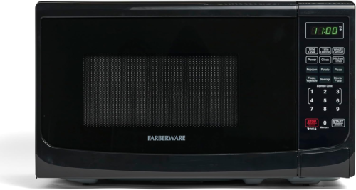 Retro Black Microwave – 700W, 0.7 Cu Ft, LED Lighting, Child Lock, Easy Clean