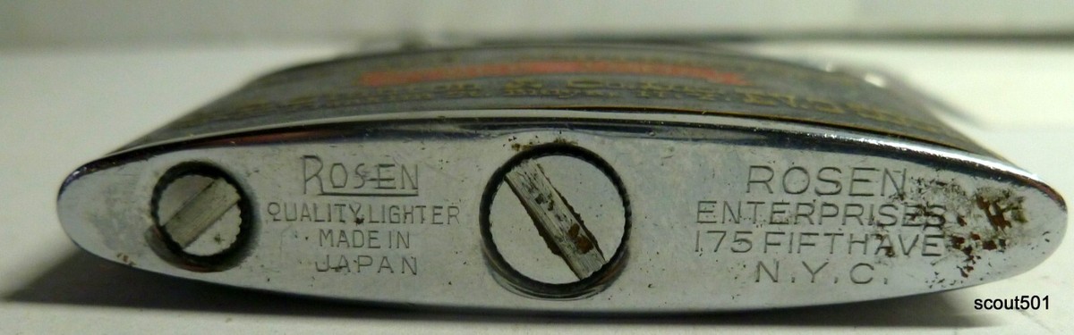 Vintage 1950s Rosen Nesor Japan Lighter Franklin St Brooklyn