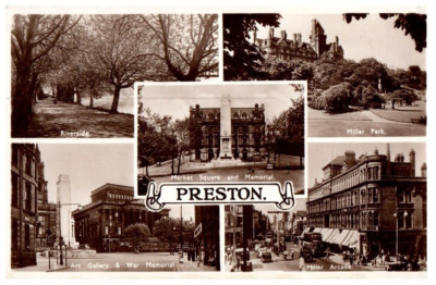 Multiple Views Of Preston United Kingdom Black And White Postcard Posted 1962