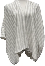 Cejon Women's Sparkle-Knit Wrap sweater Ivory white Silver