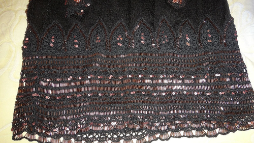 Karen Millen Black Crochet Embroidered Sequin Occasion Midi Skirt KM 2 UK 8-10π - Picture 2 of 12