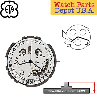 Genuine ETA G10.212 Swiss Made Quartz Movement, (Multiple Variations) NEW!