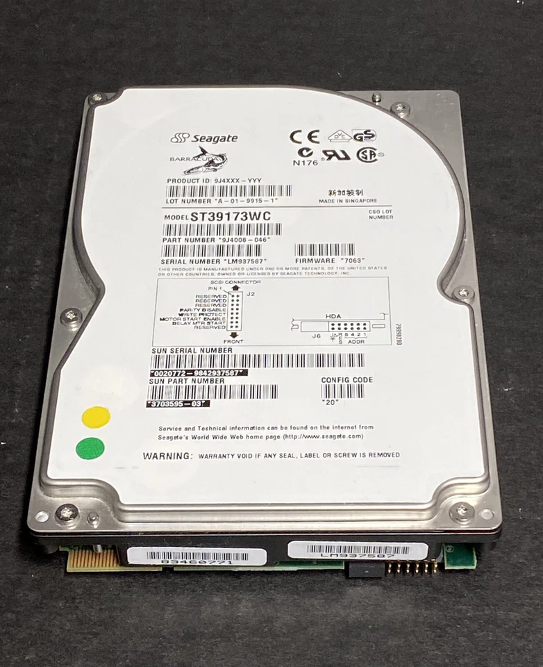 SUN 370-3595 9.1GB 7200 RPM 80-pin SCA SCSI HDD, Seagate ST39173WC, 9J4008-045 - Image 2 of 4