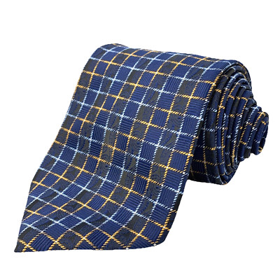 MING TAI LANG Silk Necktie Mens 4 1/8'' x 61'' Blue Black Jacquard Tie Church Corp