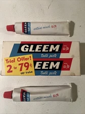 Vintage 1950’s Gleem Tooth Paste  GL-70 Twin Pack 2 / 79 Cents Full Unused NOS
