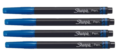 Sharpie Pen Felt Tip Fine Tip Blue Permanent Bold Ink 4/Pk Office School Home