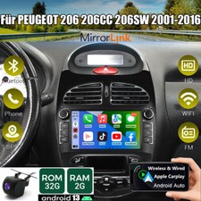 Android 13 Autoradio Apple CarPlay GPS Für PEUGEOT 206 206CC 206SW 2001-2016
