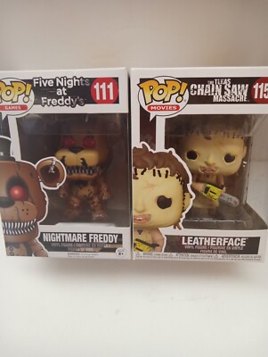 Funko Pops, Lot Of 2, ''Five Nights At Freddy's #111 & ''Leatherface #1150 NIB