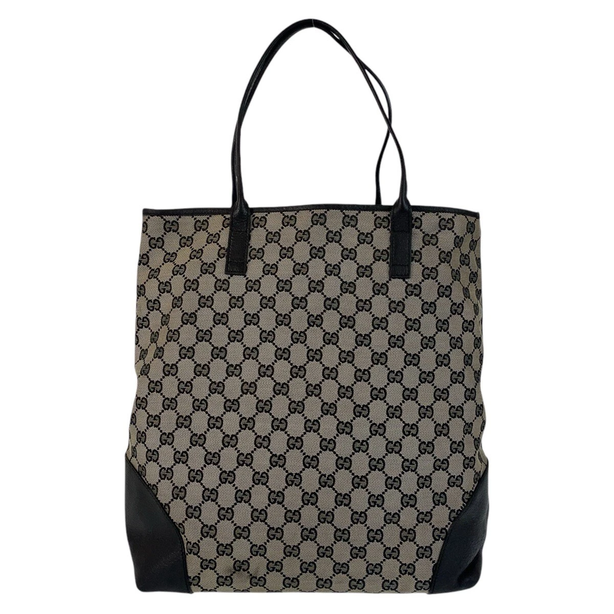 Sac fourre tout bandoulière GUCCI 263345 gris noir GG toile/cuir GG