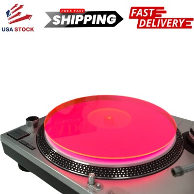 Acrylic Turntable Mat - 12'' Acrylic Slipmat for Turntable - Lit Pink