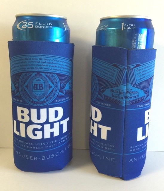 Bud Light Beer 24 oz. Koozie Set of 2 Fits 25 oz Extra Ounce Cans