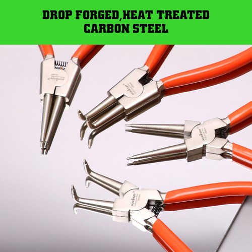 4pcs Heavy Duty 7" Circlip Plier Snap Ring Plier External Internal Kit w/ Pouch - Picture 5 of 6