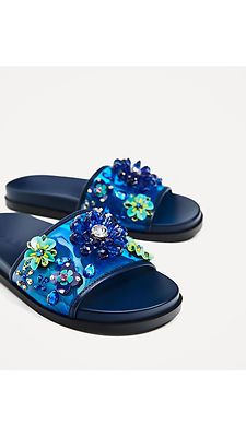 Zara Vibrant Blue Slide Sandals Zara | Shoes | Zara Leopard Print Slide Sandals Size 38 75  main image 2