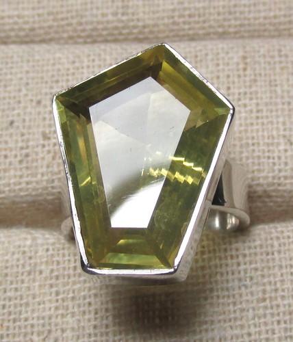 925 sterling silver cut lemon quartz cocktail ring UK N/US 6.75. Gift bag. - Picture 6 of 9