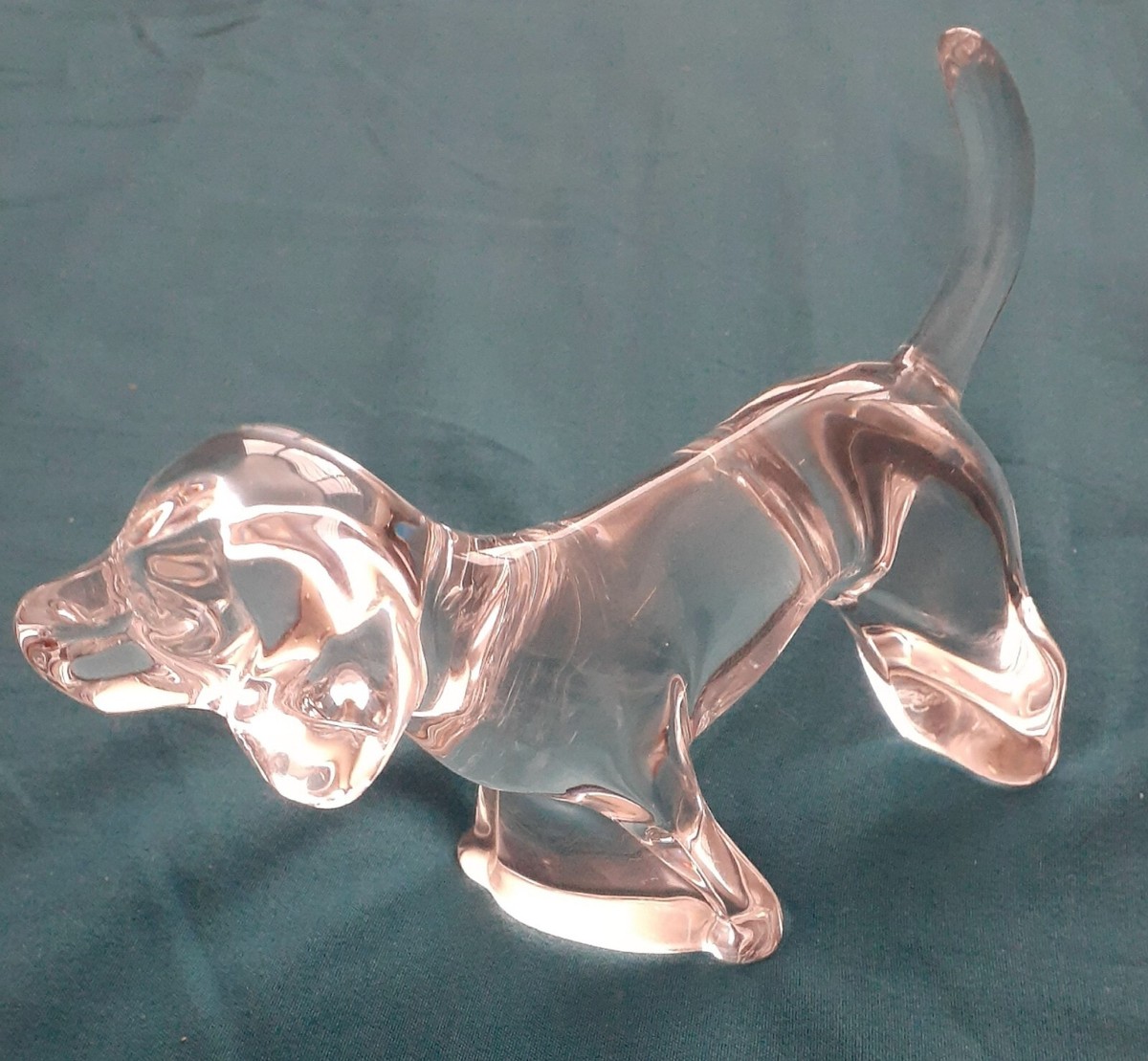 VINTAGE BACCARAT CLEAR CRYSTAL LABRADOR RETRIEVER DOG FIGURINE 5.5