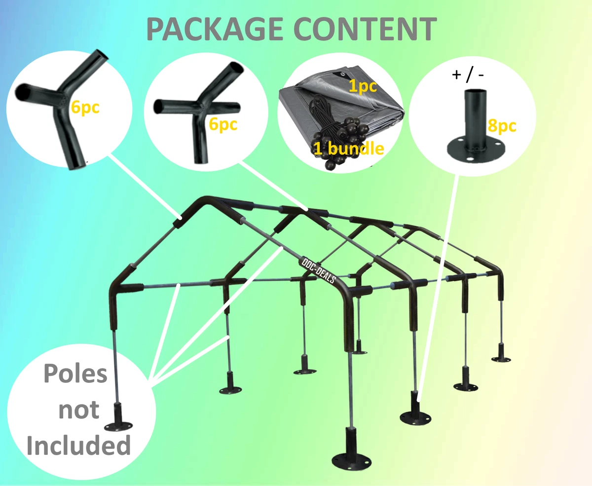 18x24 Carport Canopy Fitting Kit Tarp High Peak 1 3 8