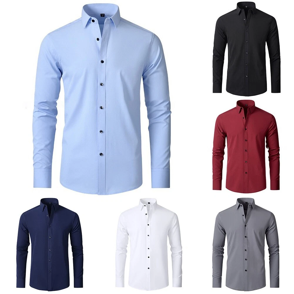 Mens Premium Dress Shirt with Classic Fit and Wrinkle Resistant Fabric