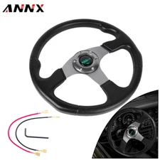 6 Bolt Gray 13" 340mm Universal Drifting Racing Steering Wheel Aluminum