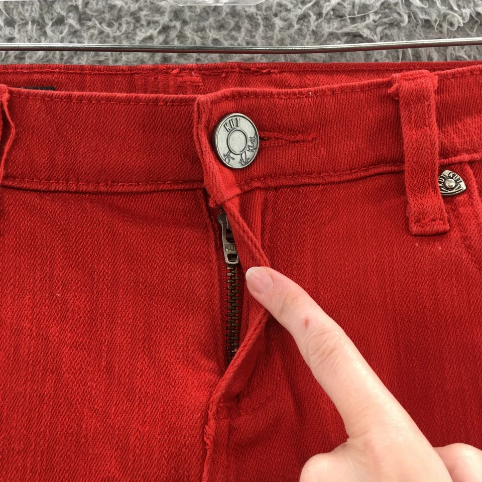 Pantalones de mezclilla ajustados Kut Diana para mujer 2 (real 31x29,5) rojos tiro bajo informal cremallera Foto 3 de 4