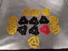 Lot of 14 Vintage 45 RPM Vinyl Record Adapters 8 Yellow, 1 Red 5 Black