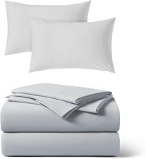 Cali King 3PC Sheet Set  Extra Pillowcases, 30 Off Light Gray Bundle