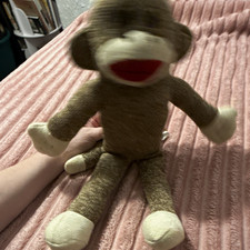 Maxx Sock Monkey Monkey Plush, Brown Beige Red, Medium 14-24 in, Soft, 2010