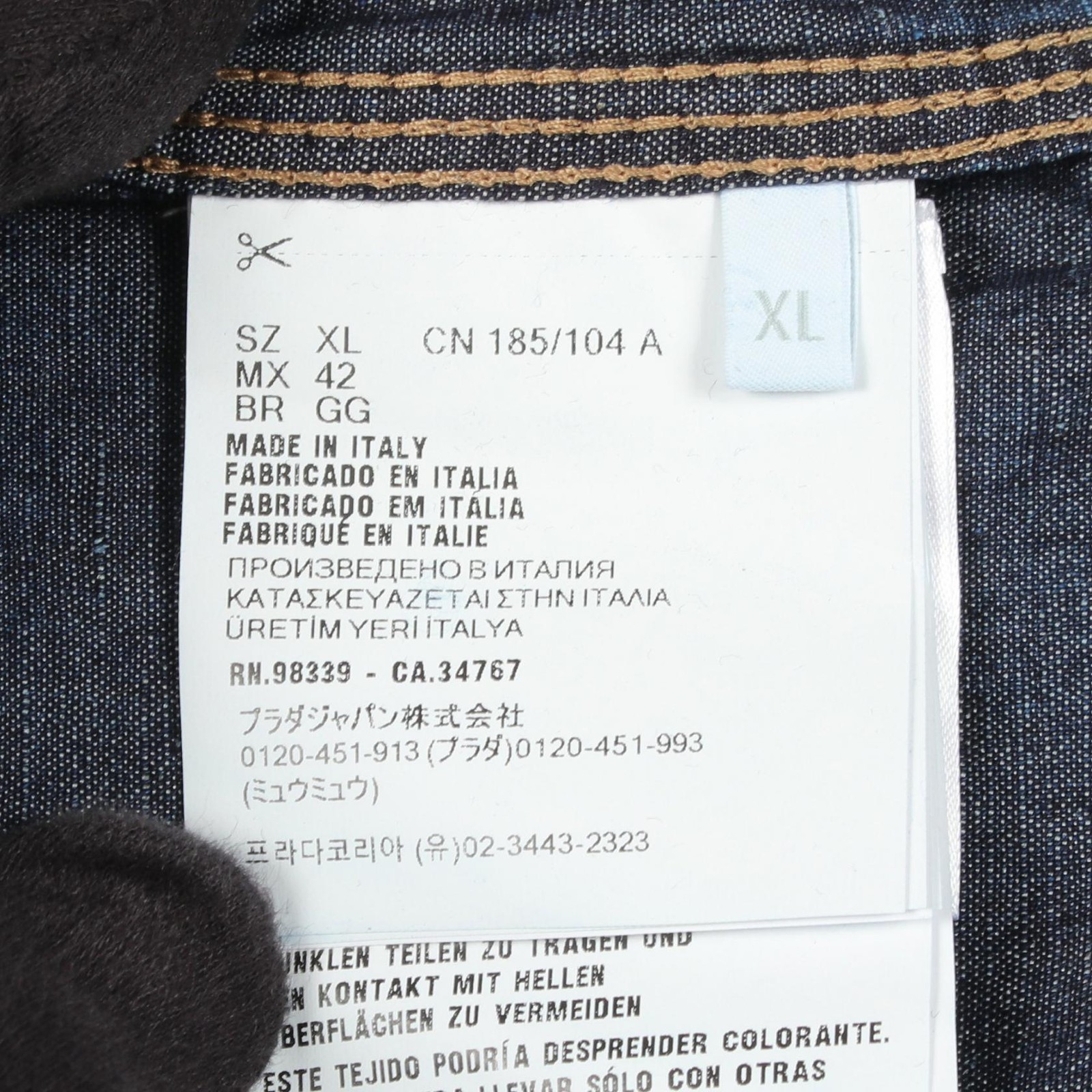Prada Denim Jacket XL Navy Cotton Vintage Used Blue Chambray Blouson image 4