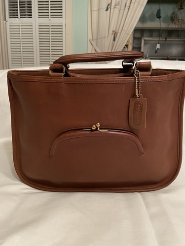 Vintage Coach Tasche britisch hellbraun Leder Wassermelone Stil Umhängetasche NYC USA - Bild 19 von 20