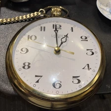 Landex Royal Craft Pocket Watch Style Wall Clock 8in Diameter Gold Tone Japan